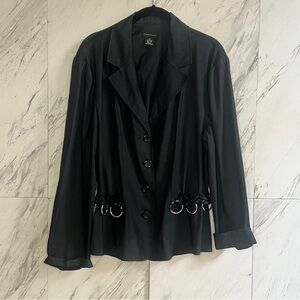 3/$60 Courtenay Whimsigoth Ring Belt Button Black Blazer SZ 16